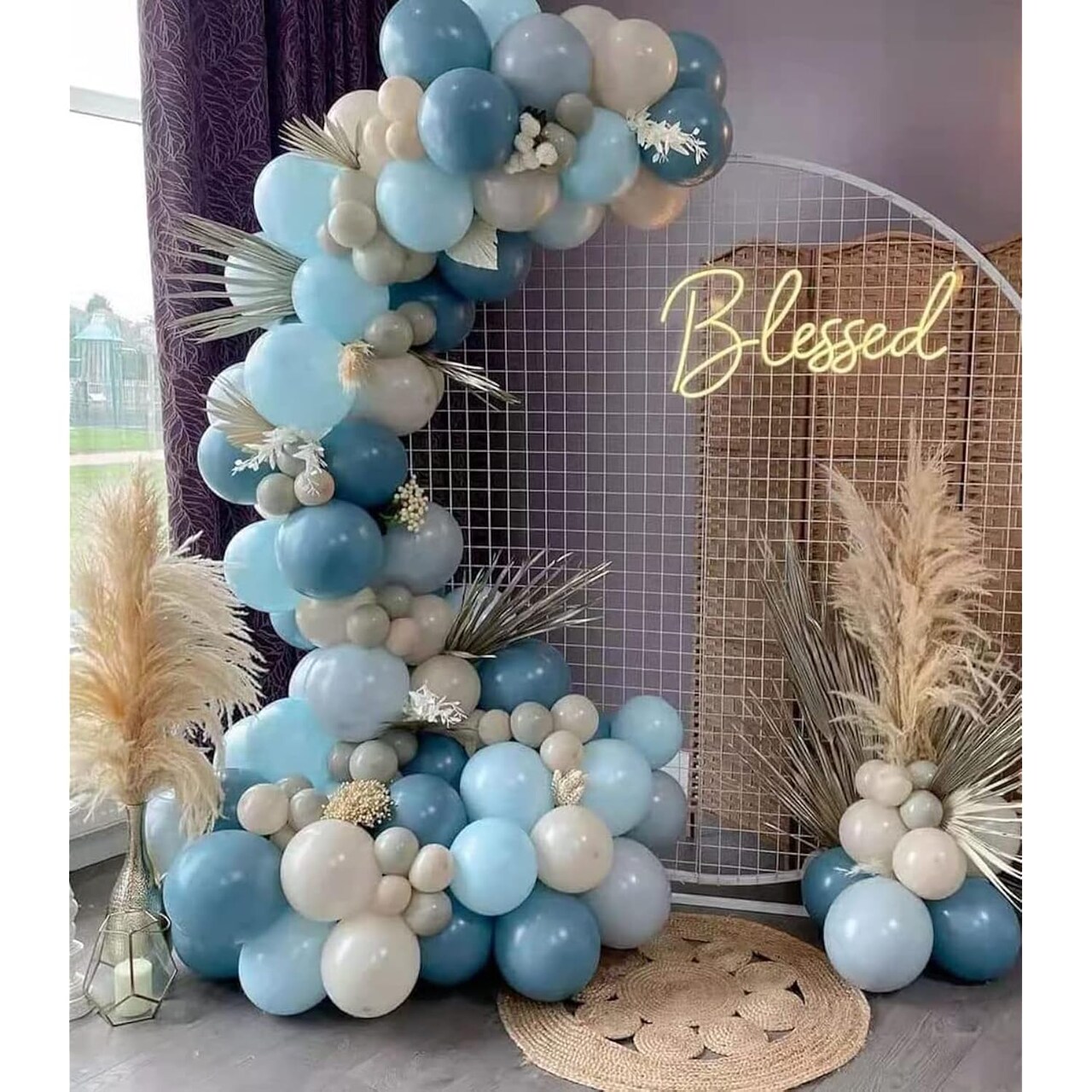 Blue Balloon Arch Kit Dusty Blue Baby Blue Balloons for Baby Shower Boy Birthday Gender Reveal Bridal Shower Party Decorations (Blue Slate)